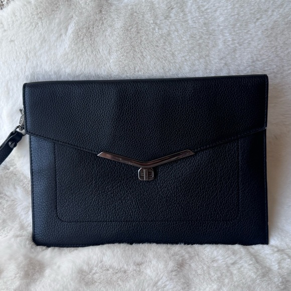 Botkier Handbags - Botkier Black Leather Valentina Flap Clutch with strap